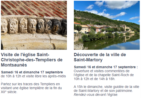 Journées européennes du patrimoine Aspet Comminges Pyrénées 2023