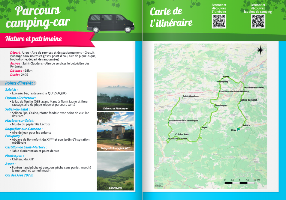 Comminges Pyrénées découverte camping car circuit parcours Saint Gaudens Saint Martory Aspet
